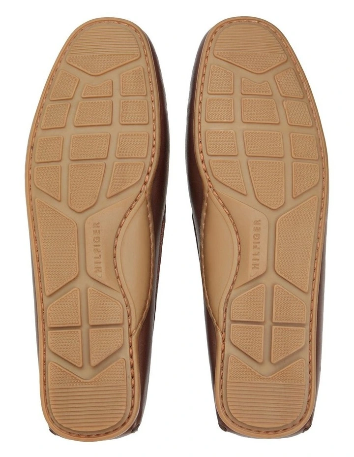 Flag Plaque Leather Driver Shoes in Brown image 4