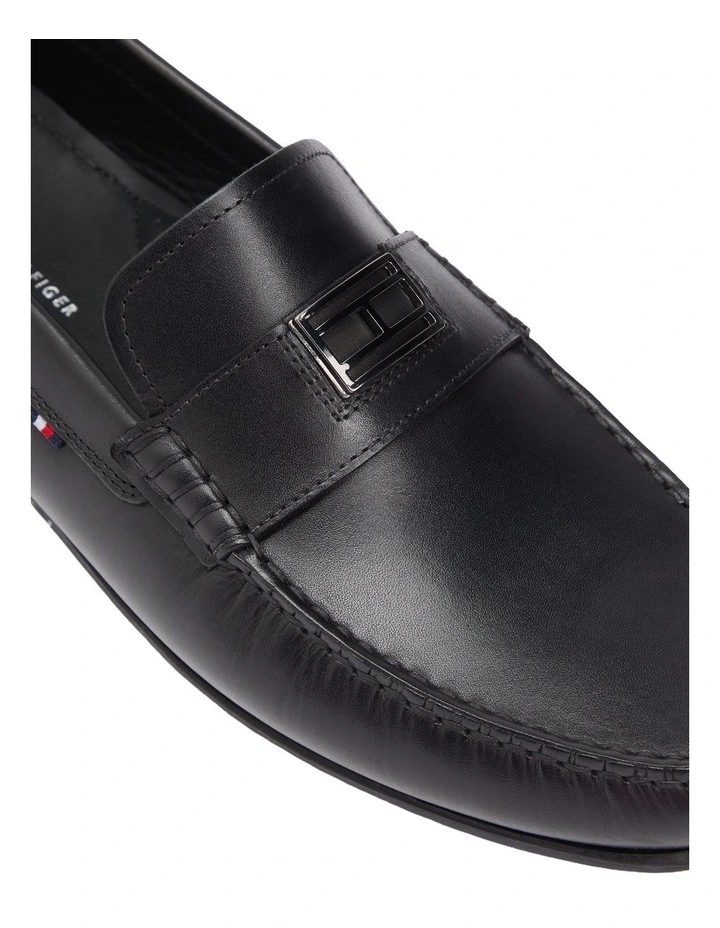 Flag Plaque Leather Driver Shoes in Brown image 5