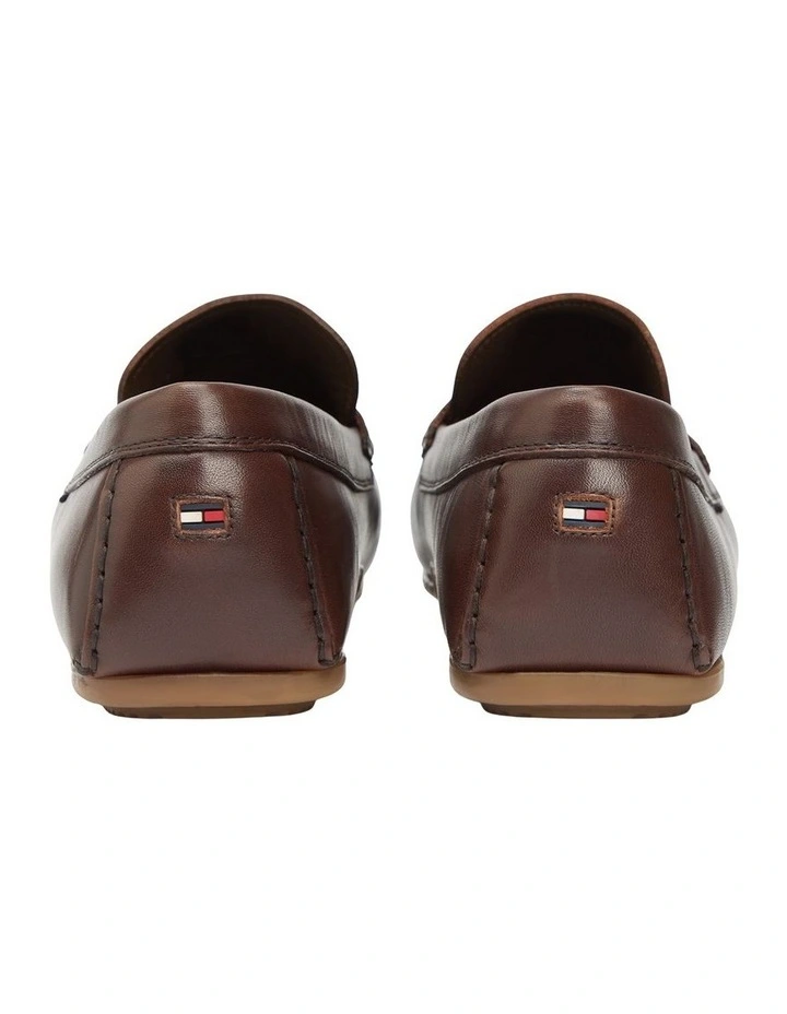 Flag Plaque Leather Driver Shoes in Brown image 7