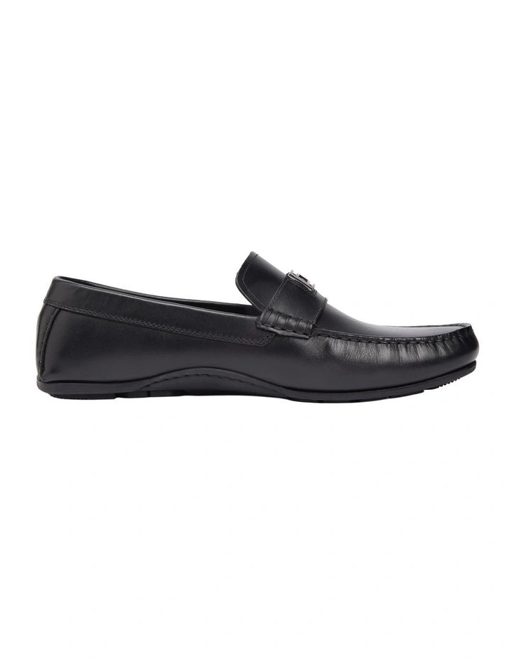 Flag Plaque Leather Driver Shoes in Brown image 7