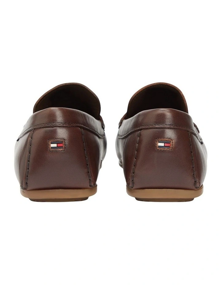 Flag Plaque Leather Driver Shoes in Black image 3