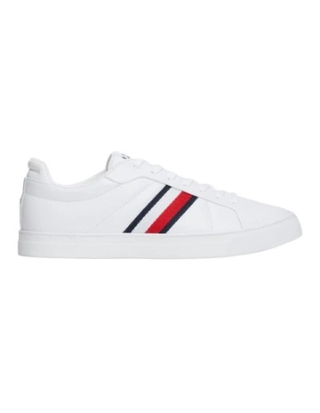 Leather Signature Tape Court Trainers Shoes in White