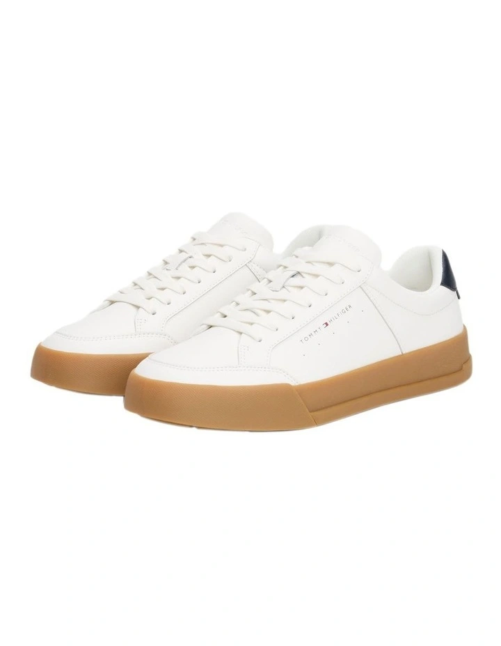Logo Contrast Trainers Shoes in Ecru image 1