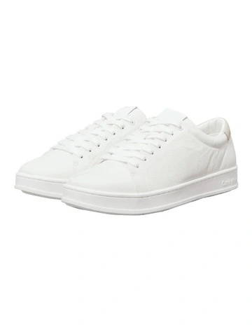 Low Top Lace Up Leather Sneaker in White