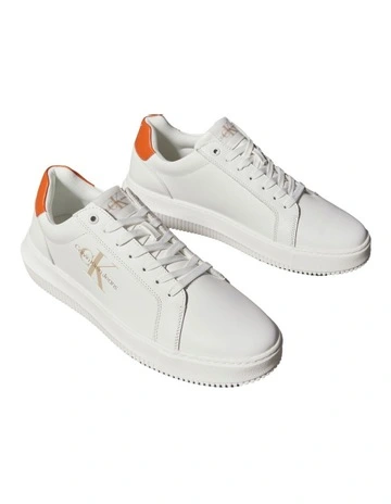 Chunky Cupsole Mono Leather Trainers in White