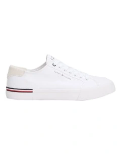 Contrast Texture Logo Patch Trainers in White