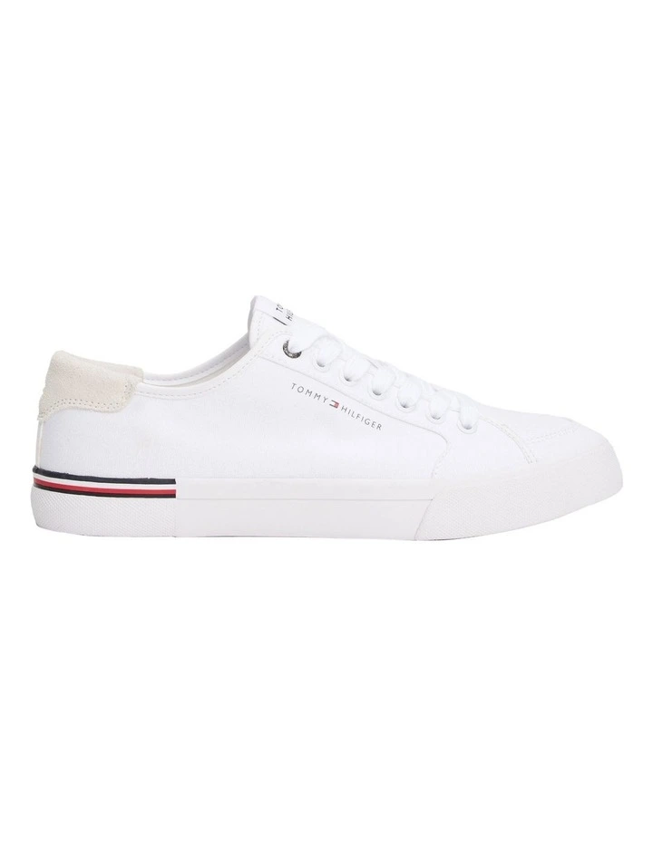 Contrast Texture Logo Patch Trainers in White image 1