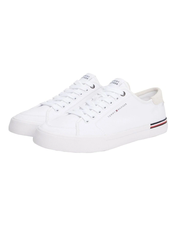 Contrast Texture Logo Patch Trainers in White image 3