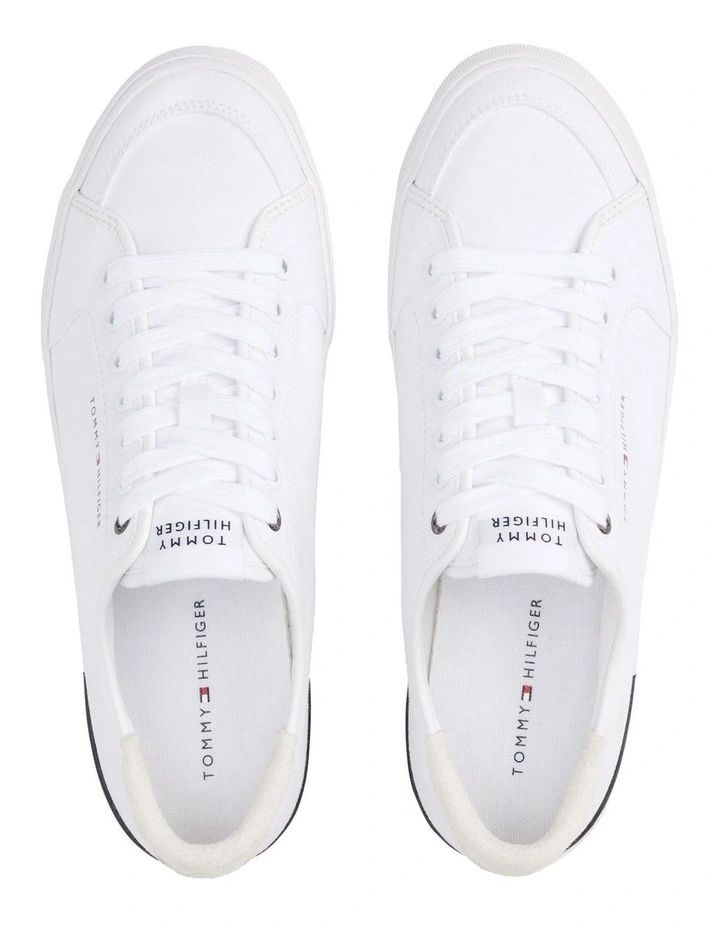 Contrast Texture Logo Patch Trainers in White image 5