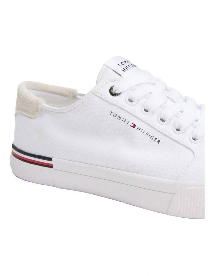 Contrast Texture Logo Patch Trainers in White image 6