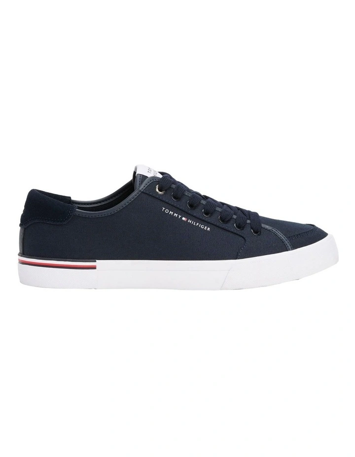 Contrast Texture Logo Patch Trainers in Blue image 1