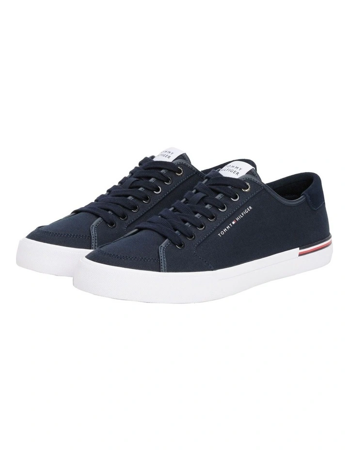 Contrast Texture Logo Patch Trainers in Blue image 2