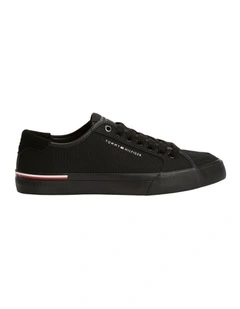 Contrast Texture Logo Patch Trainers in Black
