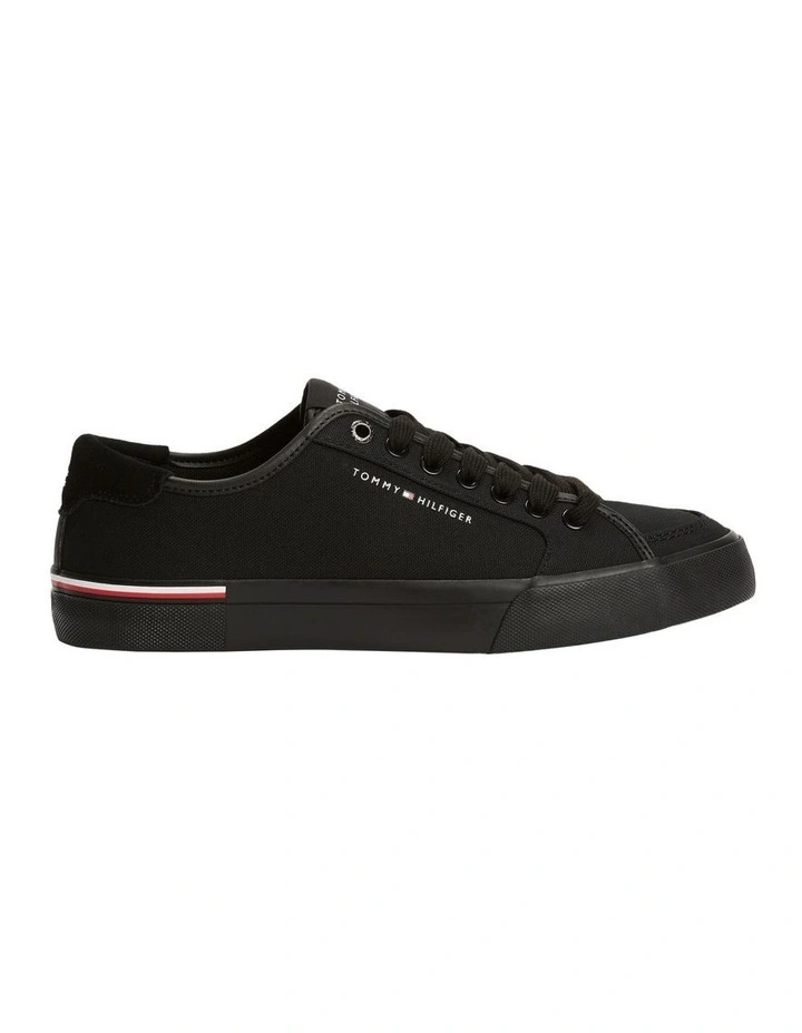 Contrast Texture Logo Patch Trainers in Black image 1