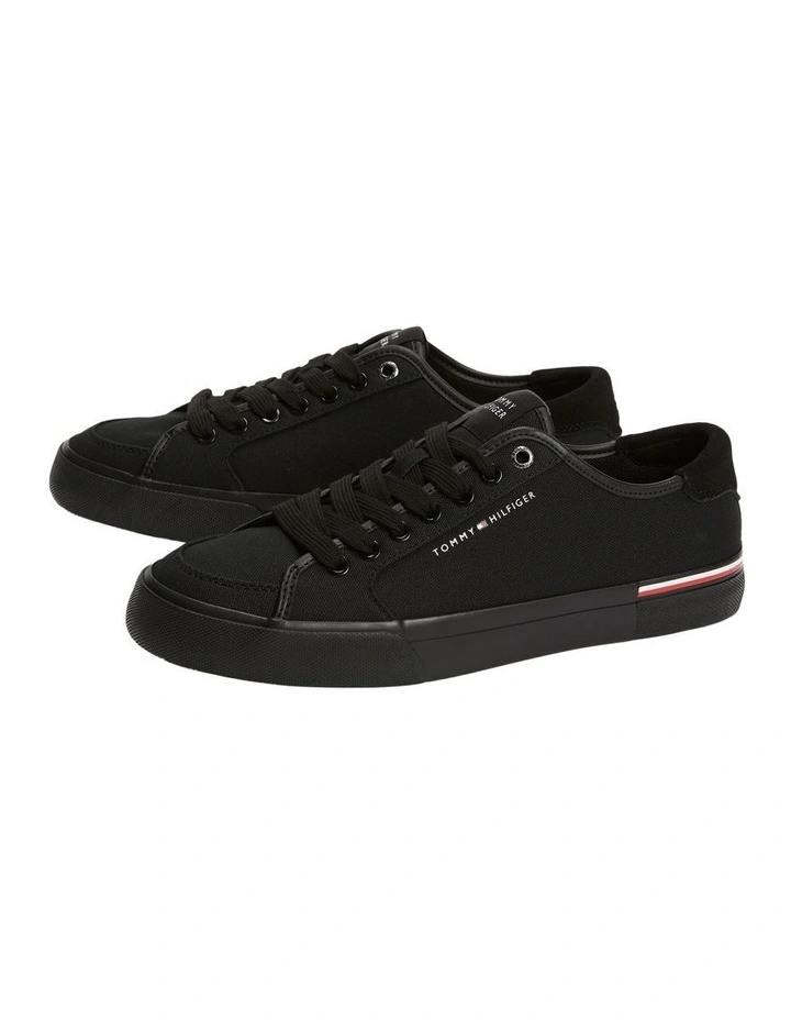 Contrast Texture Logo Patch Trainers in Black image 2