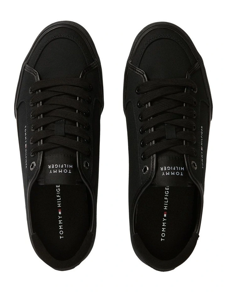 Contrast Texture Logo Patch Trainers in Black image 3