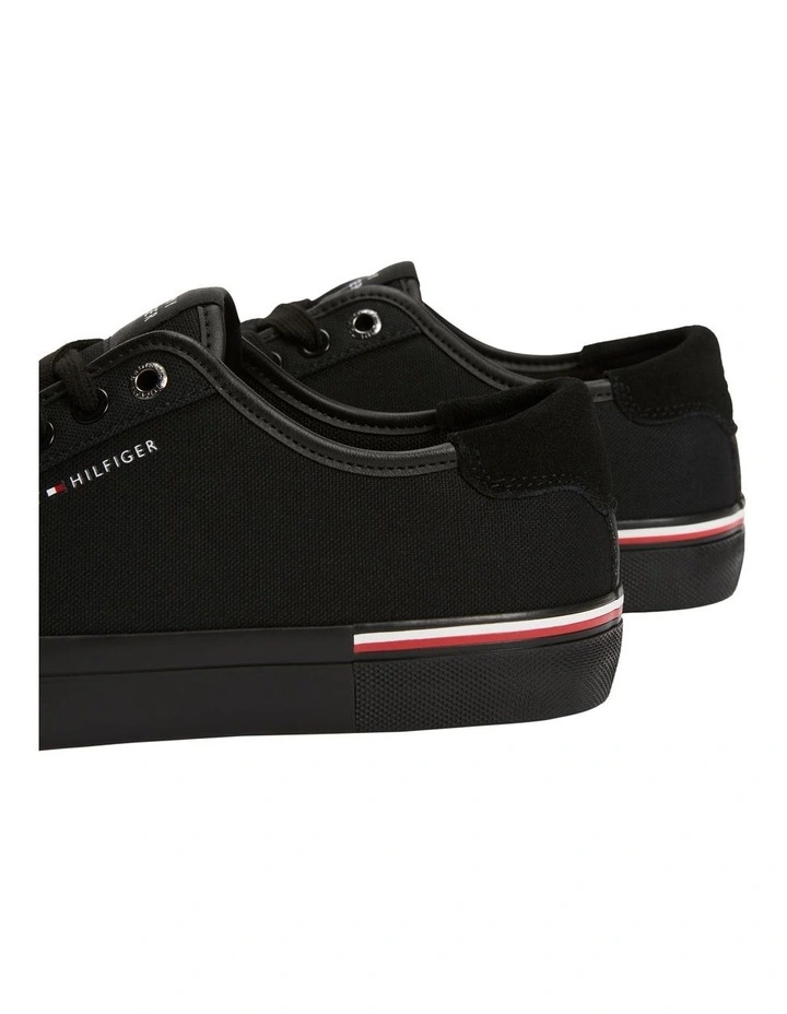 Contrast Texture Logo Patch Trainers in Black image 4