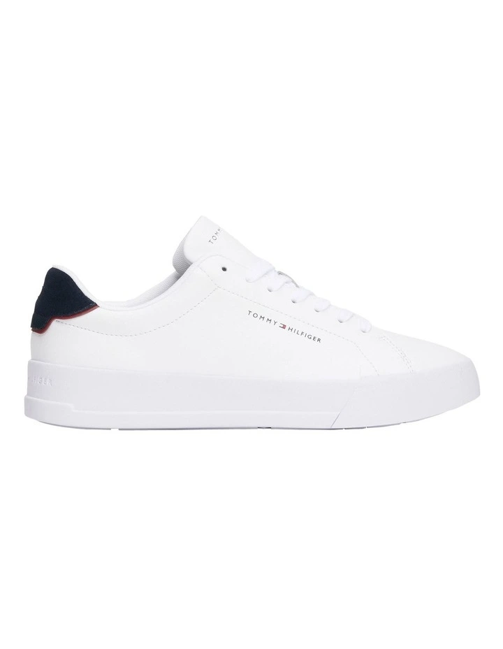 Court Pebble Leather Sneaker in White/Navy image 1