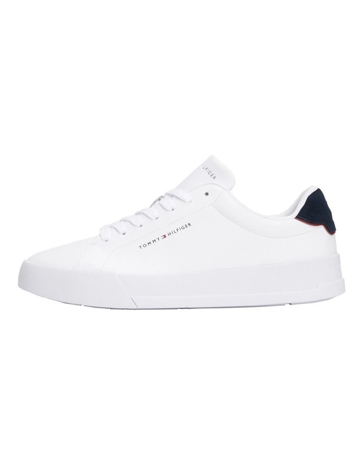 Court Pebble Leather Sneaker in White/Navy image 3