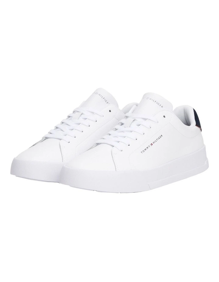 Court Pebble Leather Sneaker in White/Navy image 7