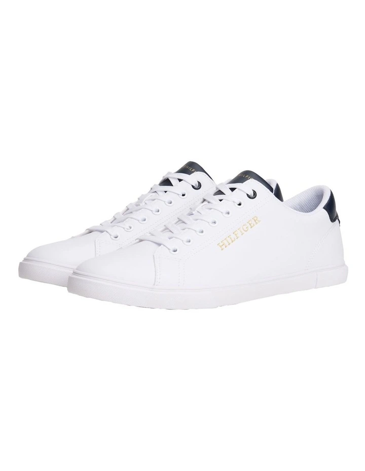 Lace-up Court Trainers in White image 3
