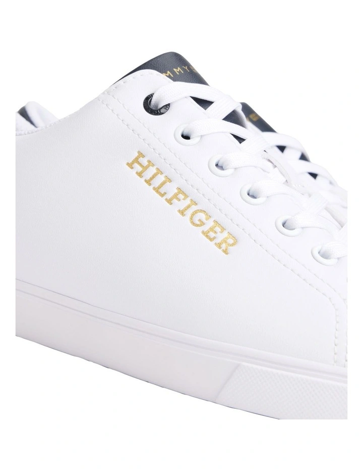 Lace-up Court Trainers in White image 5