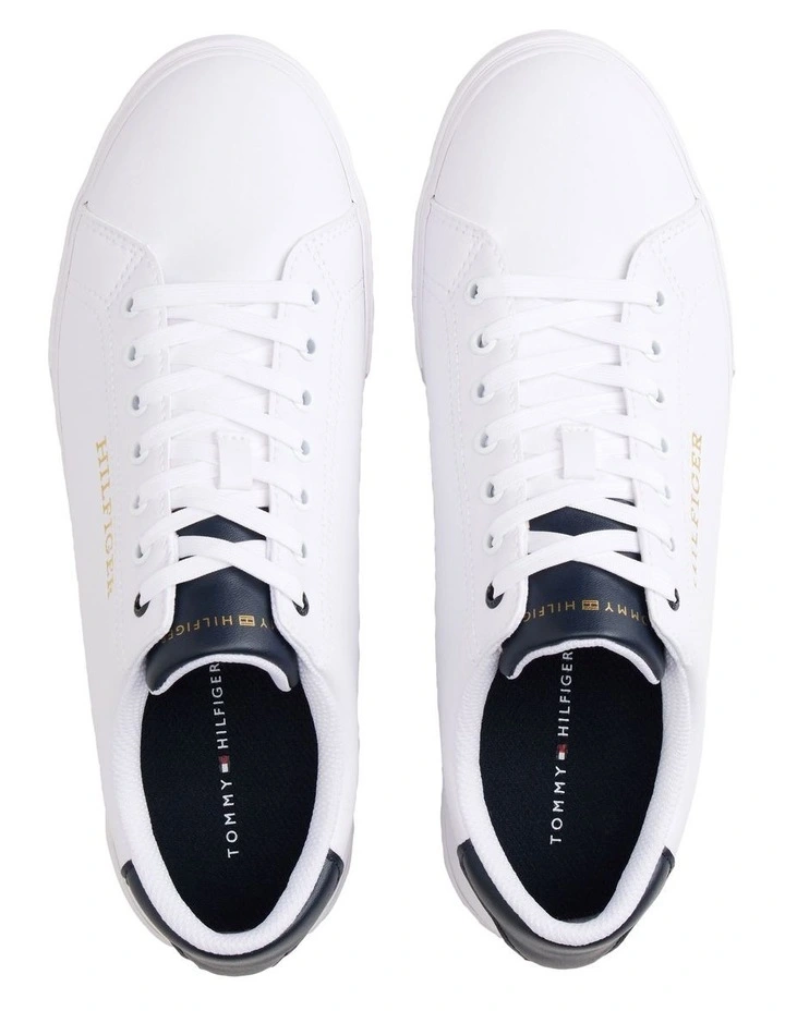 Lace-up Court Trainers in White image 6