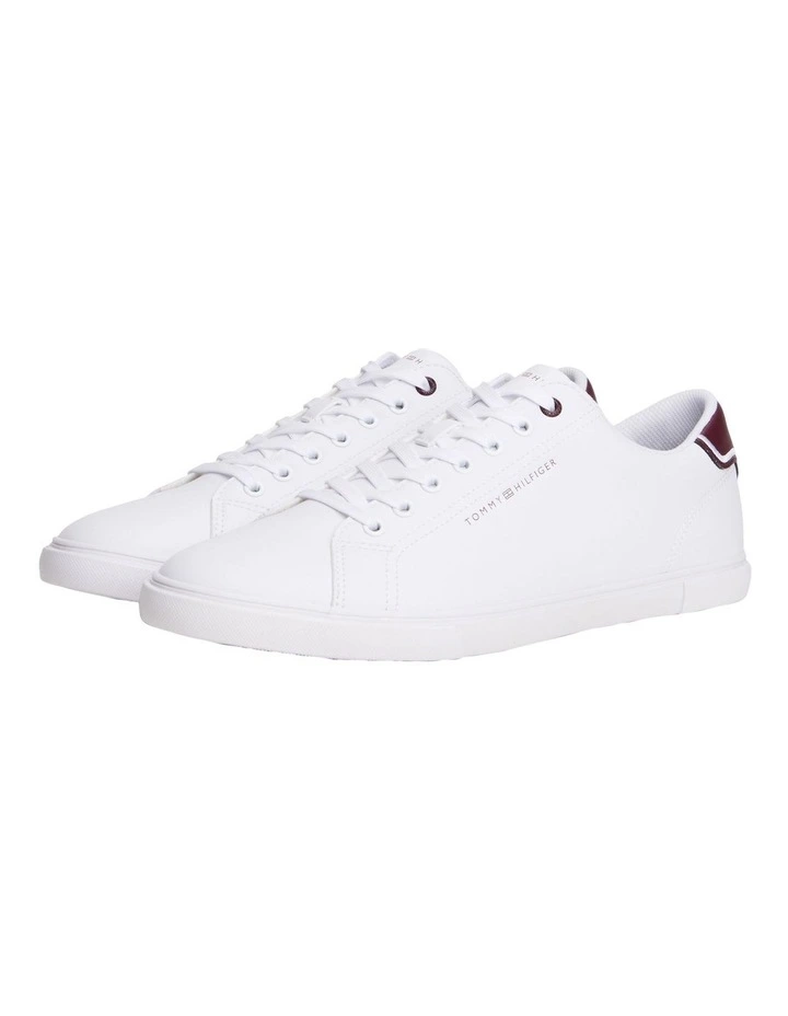 Contrast Heel Court Trainers in White image 3