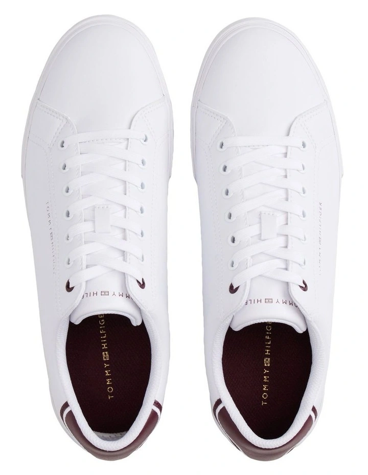 Contrast Heel Court Trainers in White image 4