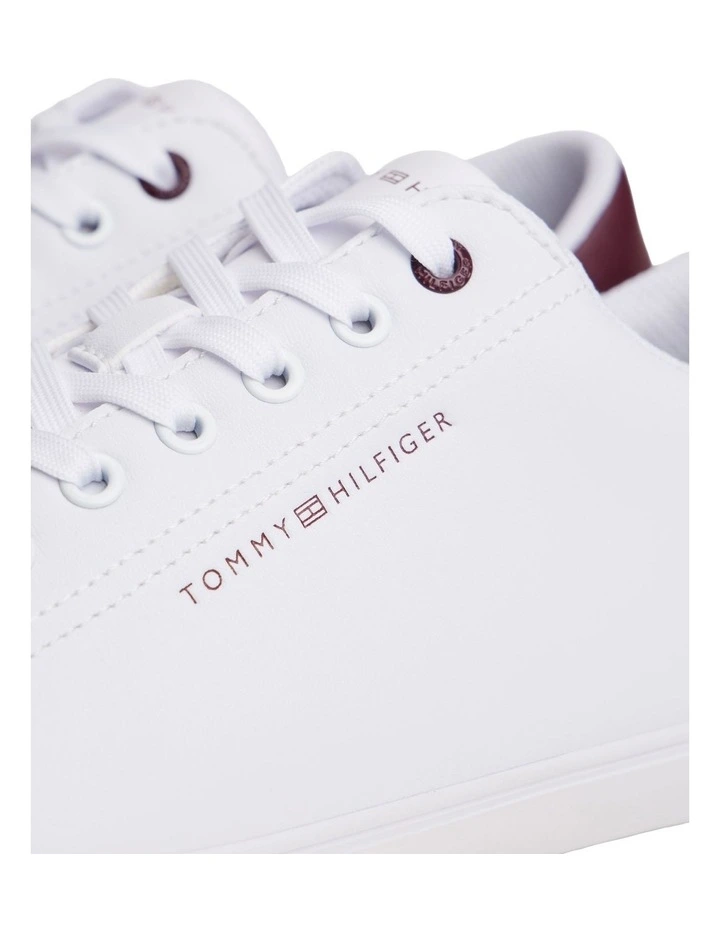 Contrast Heel Court Trainers in White image 6