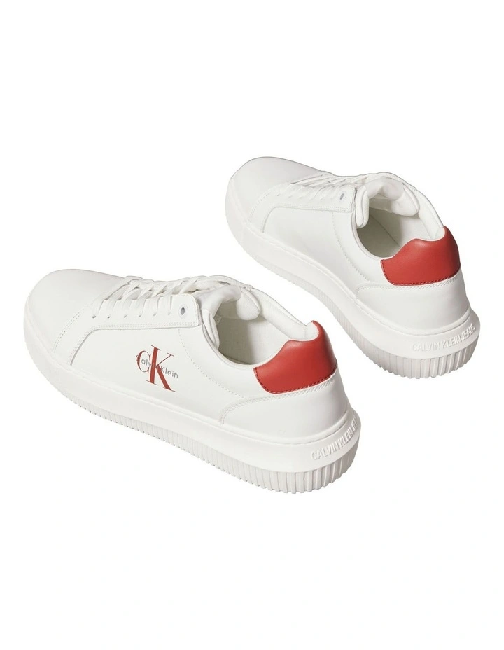 Chunky Cupsole Mono Lth Sneaker in Bright White/Tand image 3