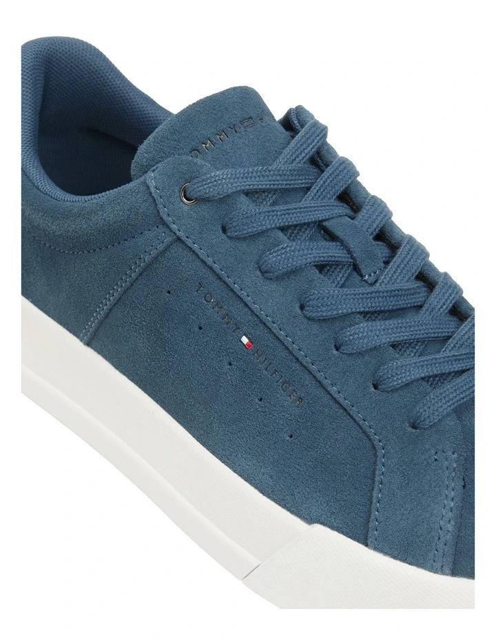 Contrast Heel Suede Court Sneaker in Blue image 2