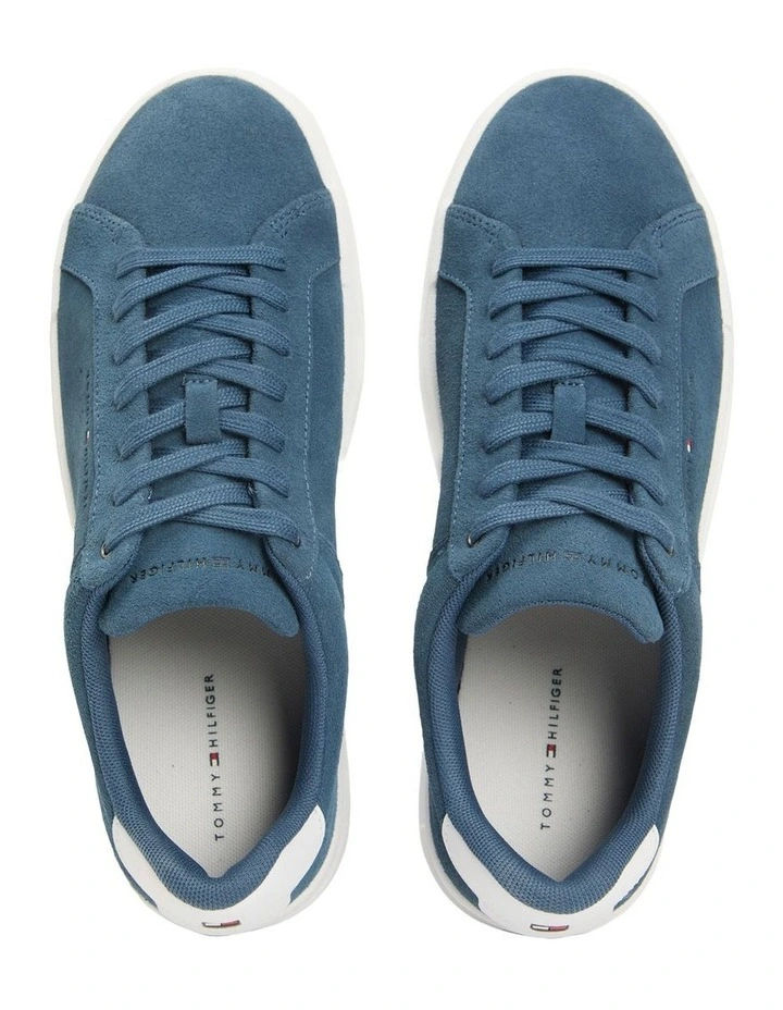 Contrast Heel Suede Court Sneaker in Blue image 5