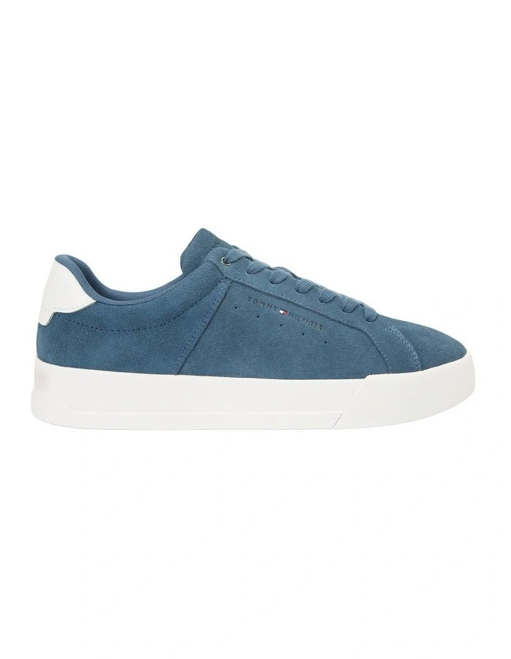 Contrast Heel Suede Court Sneaker in Blue image 7