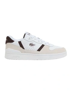 T-Clip Sneaker in White/Dark Brown