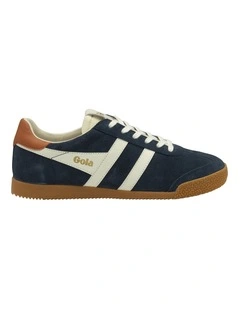Elan Sneaker in Navy, Off White, and Moody Orange