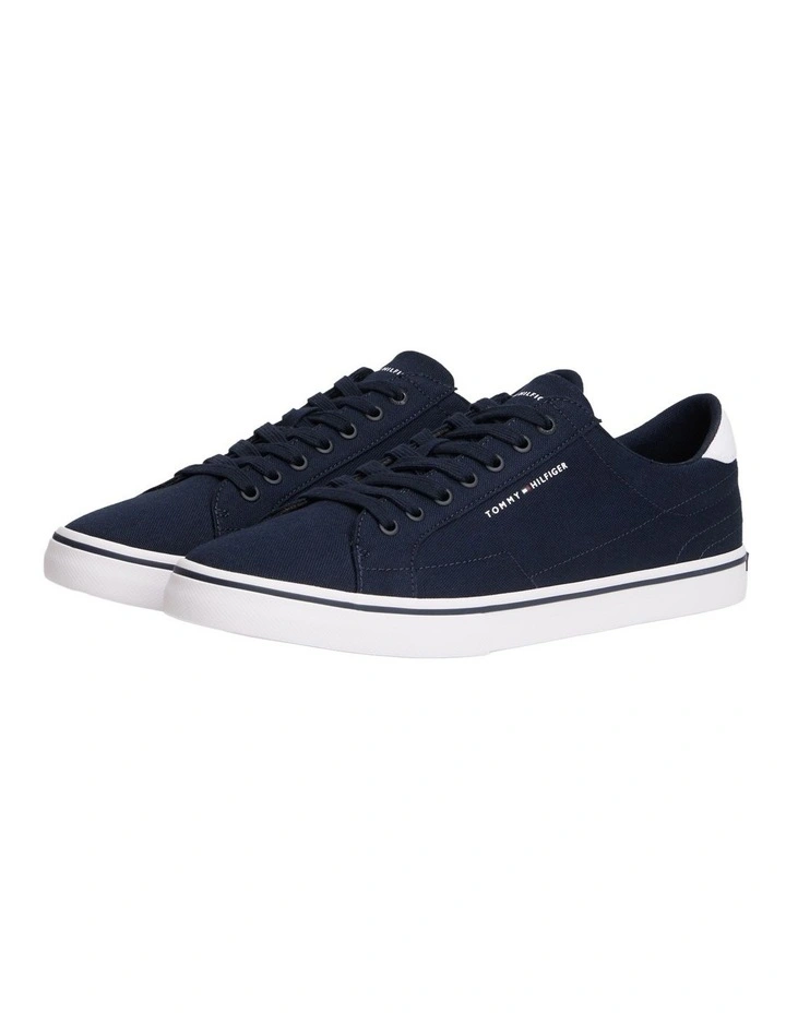 Canvas Embossed Trainers in Navy image 1
