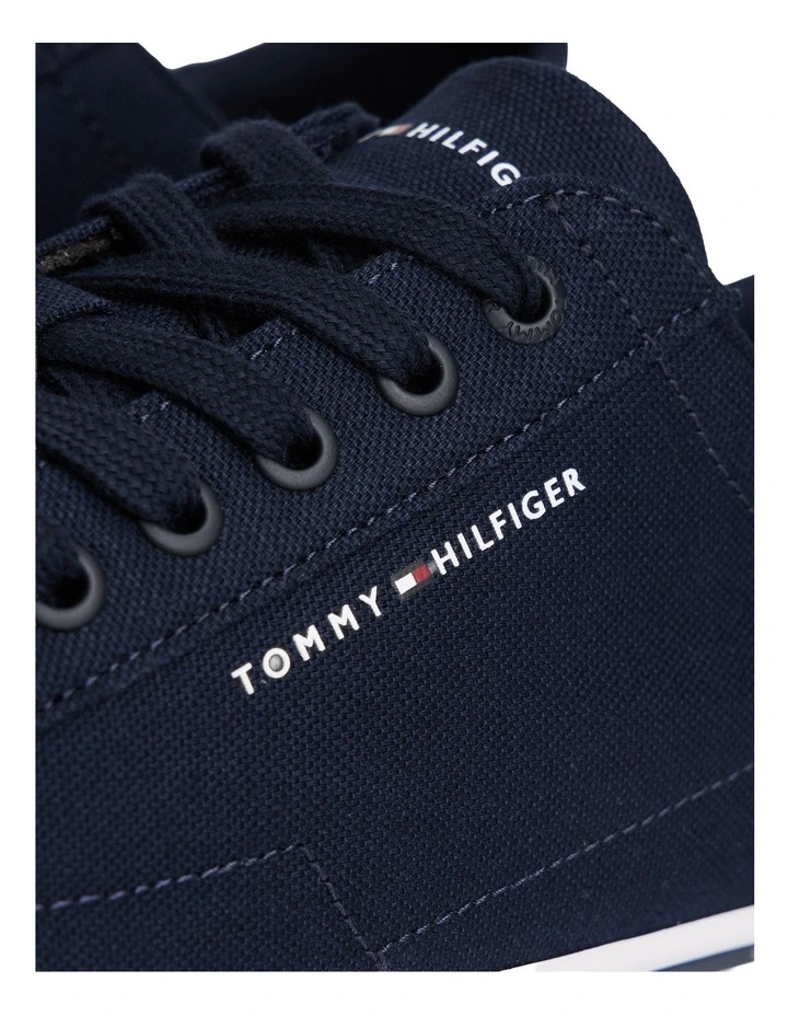 Canvas Embossed Trainers in Navy image 2