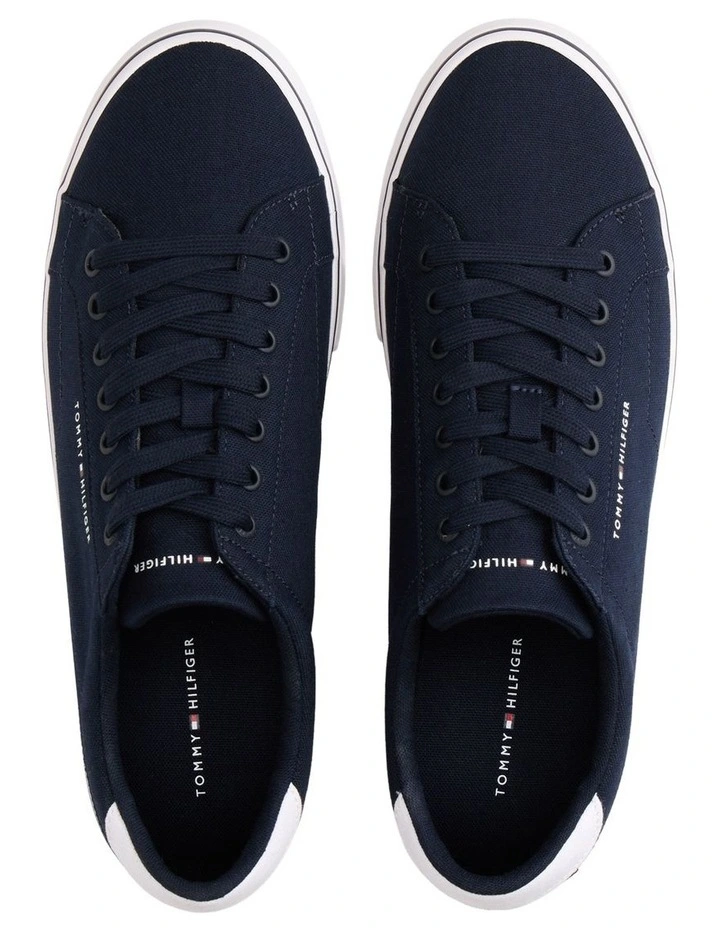 Canvas Embossed Trainers in Navy image 6