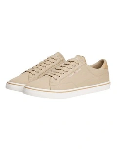 Canvas Embossed Trainers in Beige