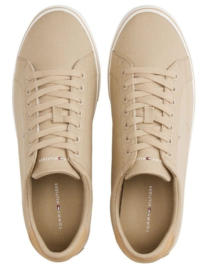 Canvas Embossed Trainers in Beige image 4