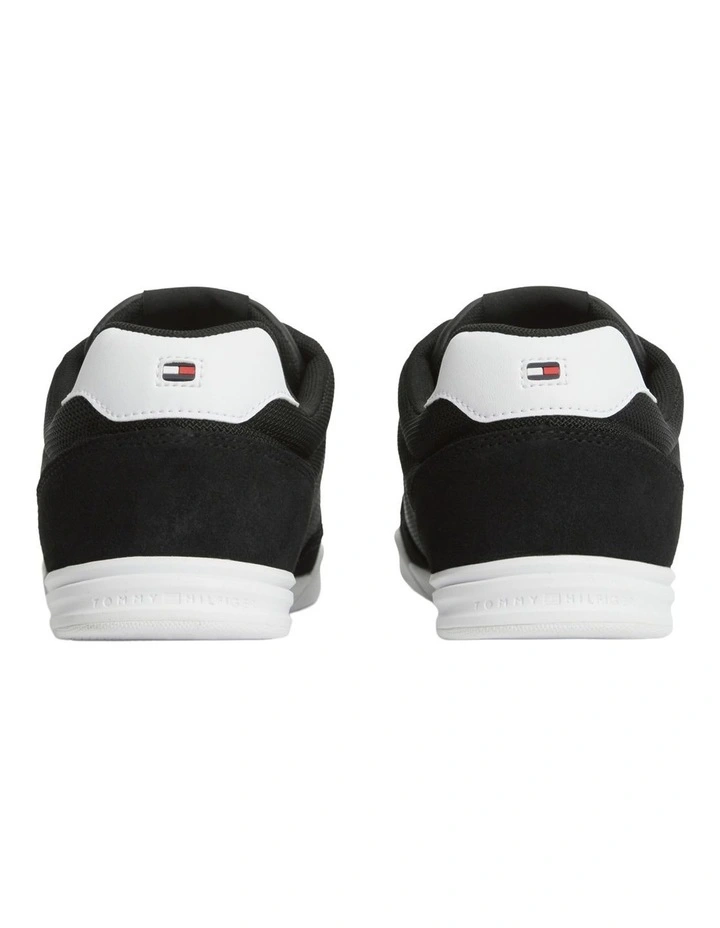 Mixed Texture Low Profile Cupsole Trainers in Black image 2