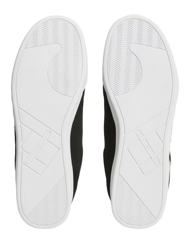 Mixed Texture Low Profile Cupsole Trainers in Black image 5