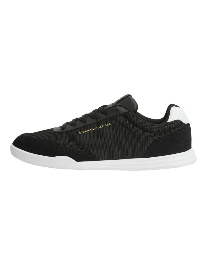 Mixed Texture Low Profile Cupsole Trainers in Black image 6