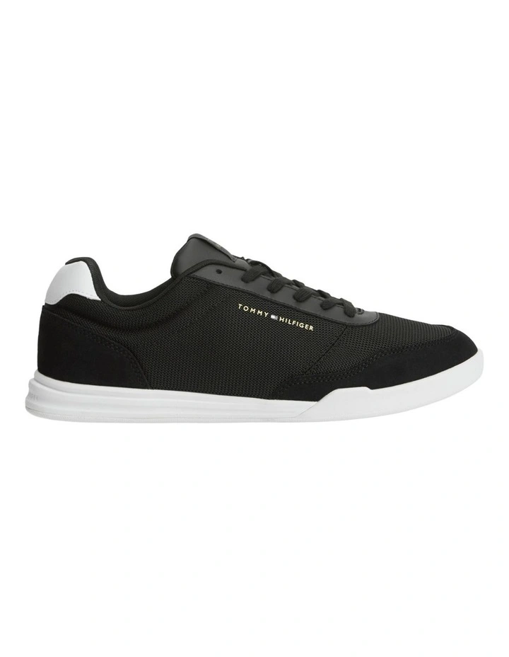 Mixed Texture Low Profile Cupsole Trainers in Black image 7