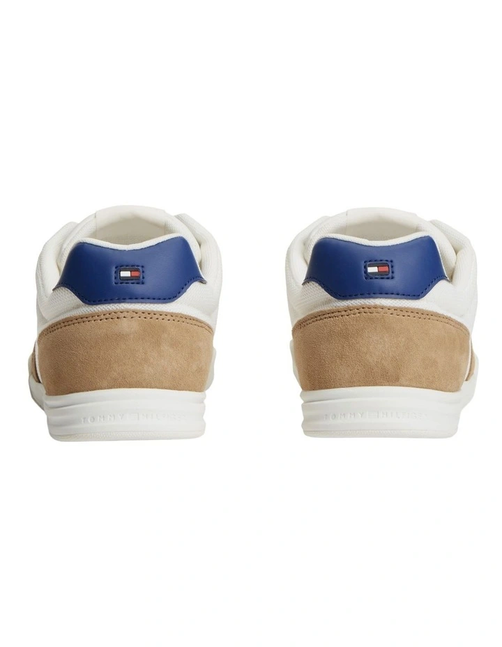 Mixed Texture Low Profile Cupsole Trainers in Cream image 2