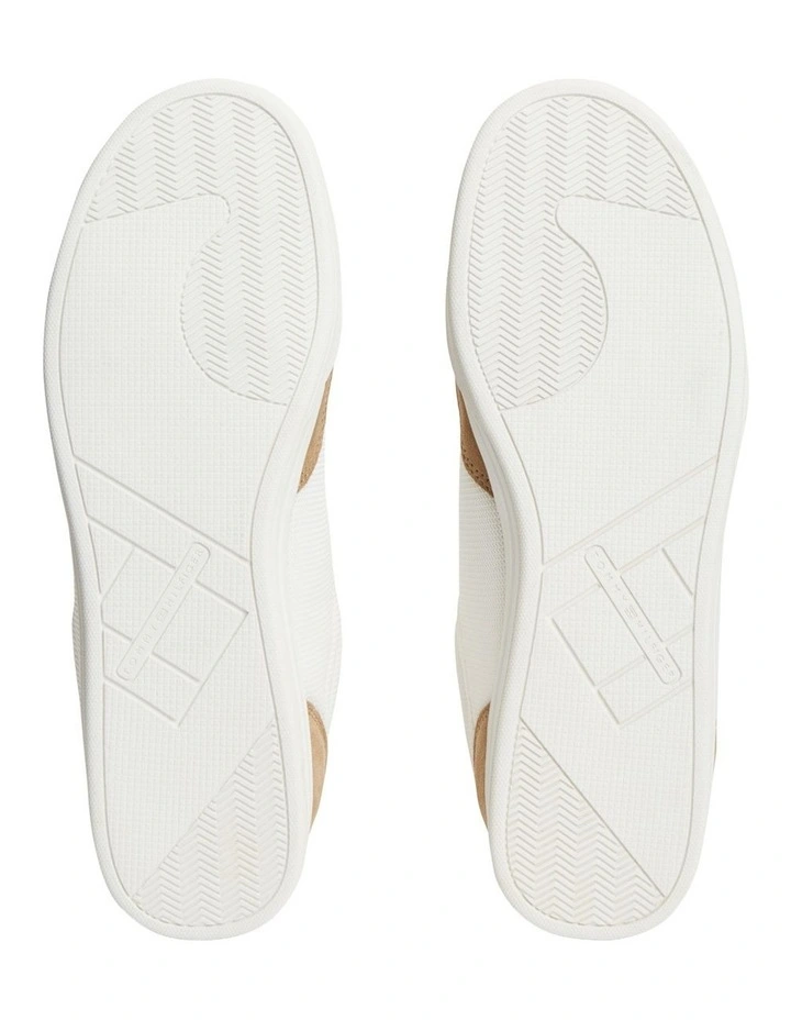 Mixed Texture Low Profile Cupsole Trainers in Cream image 4