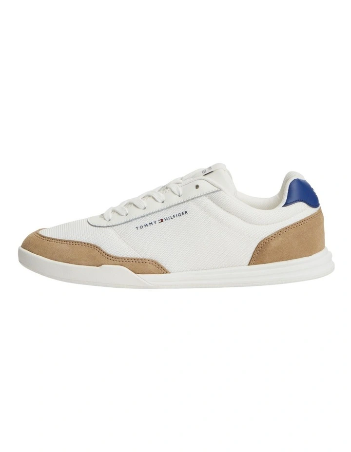 Mixed Texture Low Profile Cupsole Trainers in Cream image 6