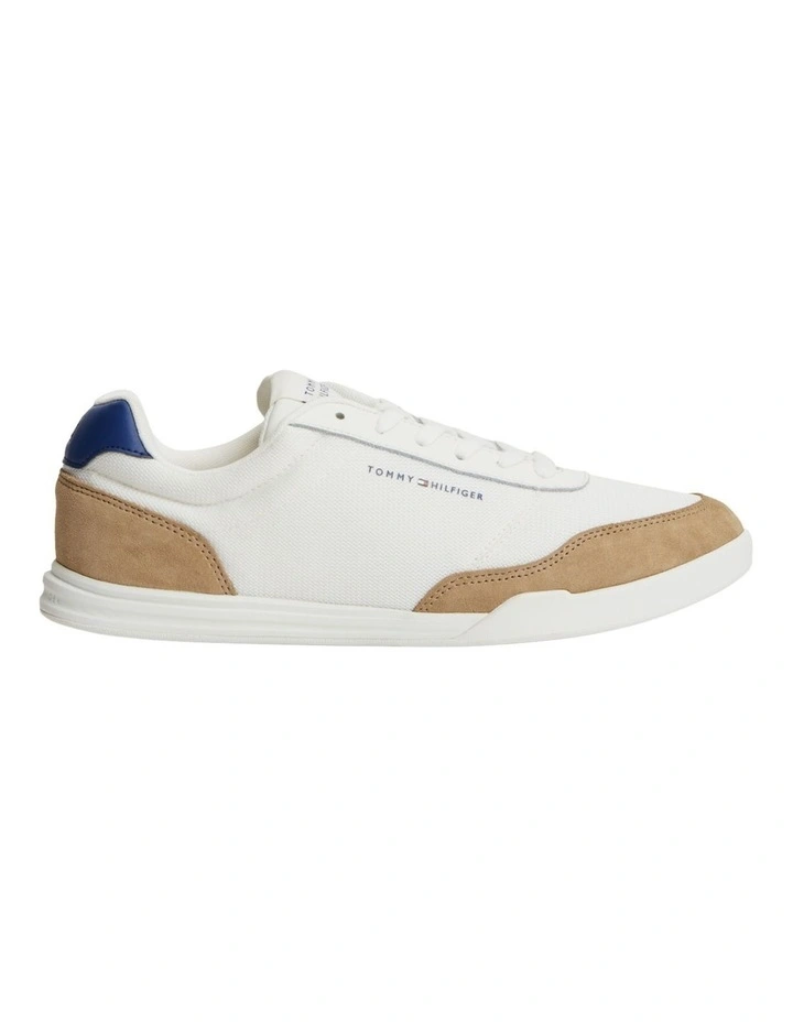 Mixed Texture Low Profile Cupsole Trainers in Cream image 7