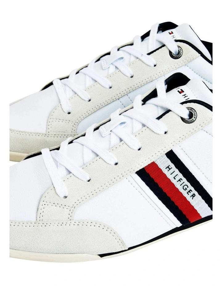 leather low top trainers